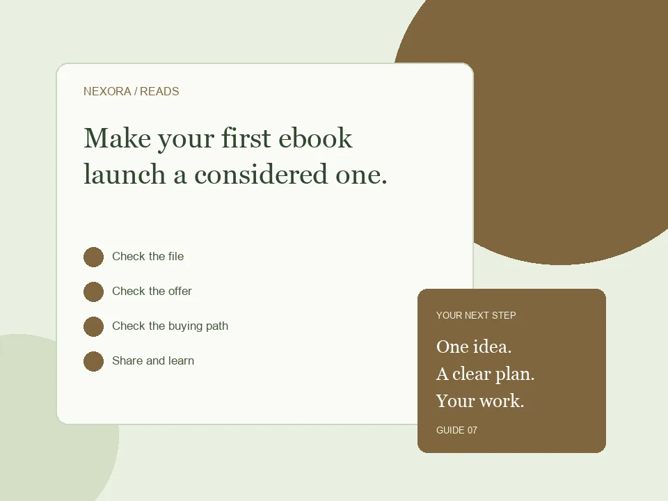 Concept illustration for ebook launch checklist, with organised pages and a creator checklist