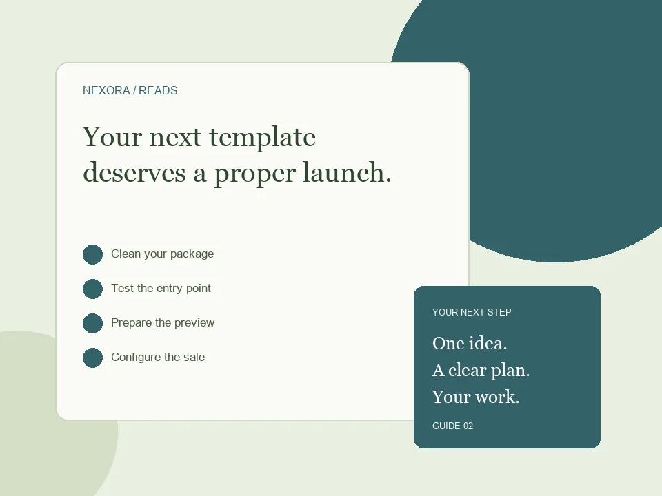 Concept illustration for sell website templates, with organised pages and a creator checklist