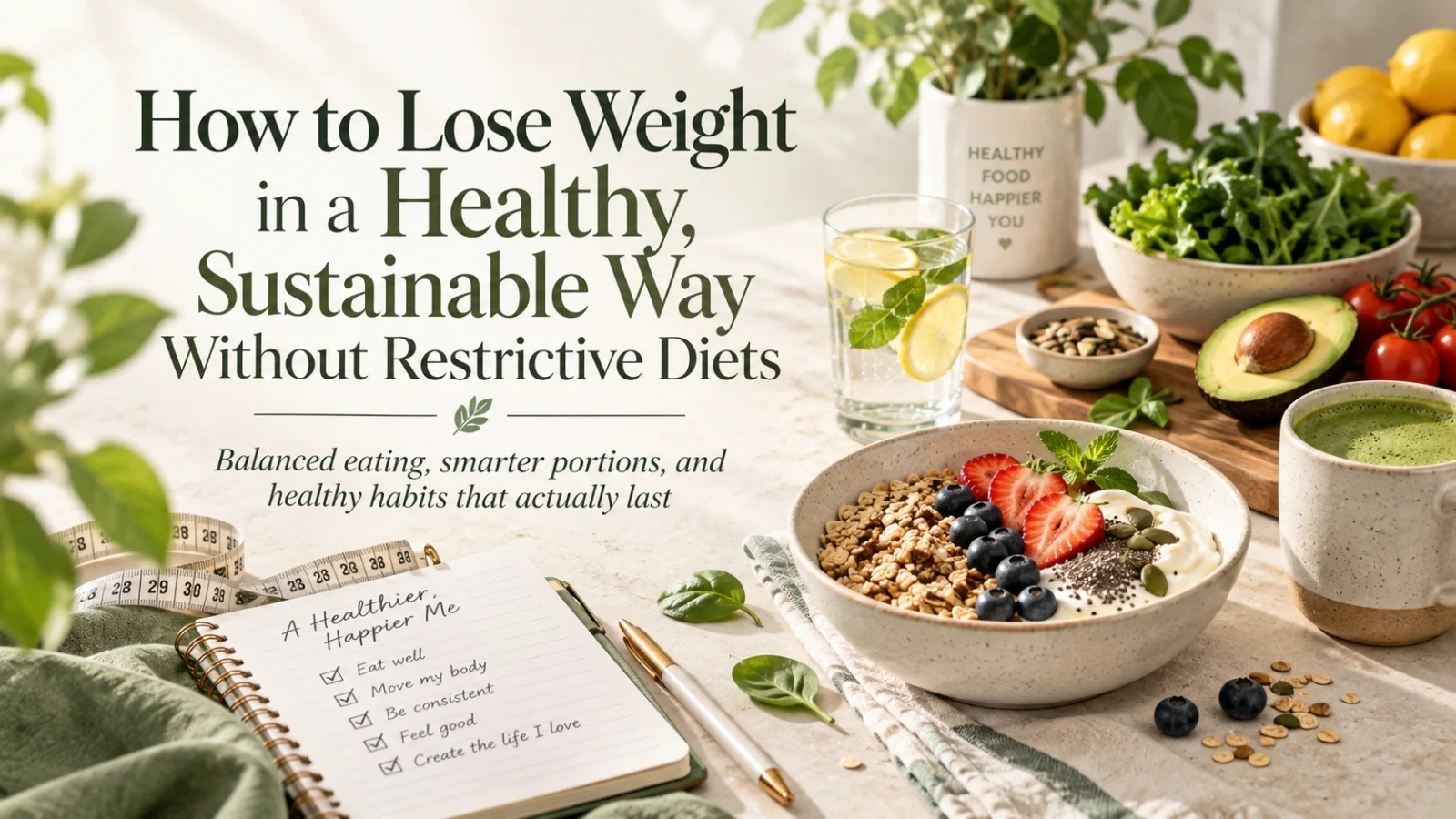 Cover for “How to Lose Weight in a Healthy, Sustainable Way Without Restrictive Diet”
